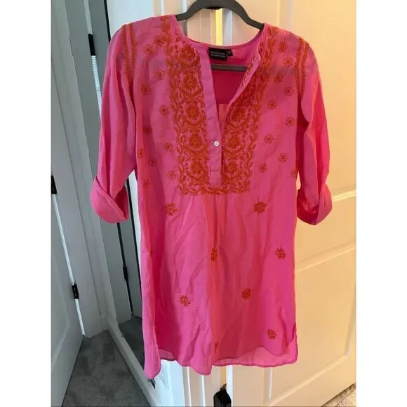NWOT Madison Mathews embroidered kaftan , XS $189 F43 - Picture 2 of 7